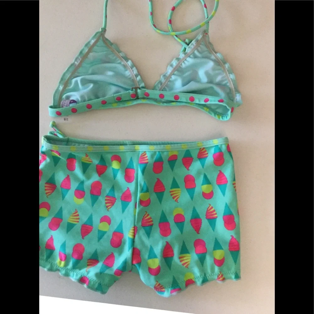 NWOT Girl's Size 7/8 Vigoss ICE CREAM CONE PRINT 2pc Swimsuit KAWAIICORE